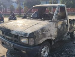 Mobil Pikap Hangus Terbakar di SPBU Lumpur Bumirejo Pati Akibat Korsleting AC